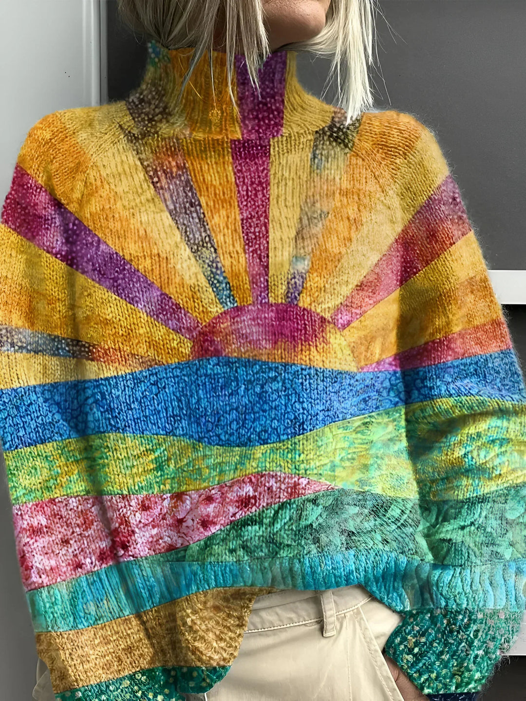 Mireille | Glat og farverig rullekravepullover
